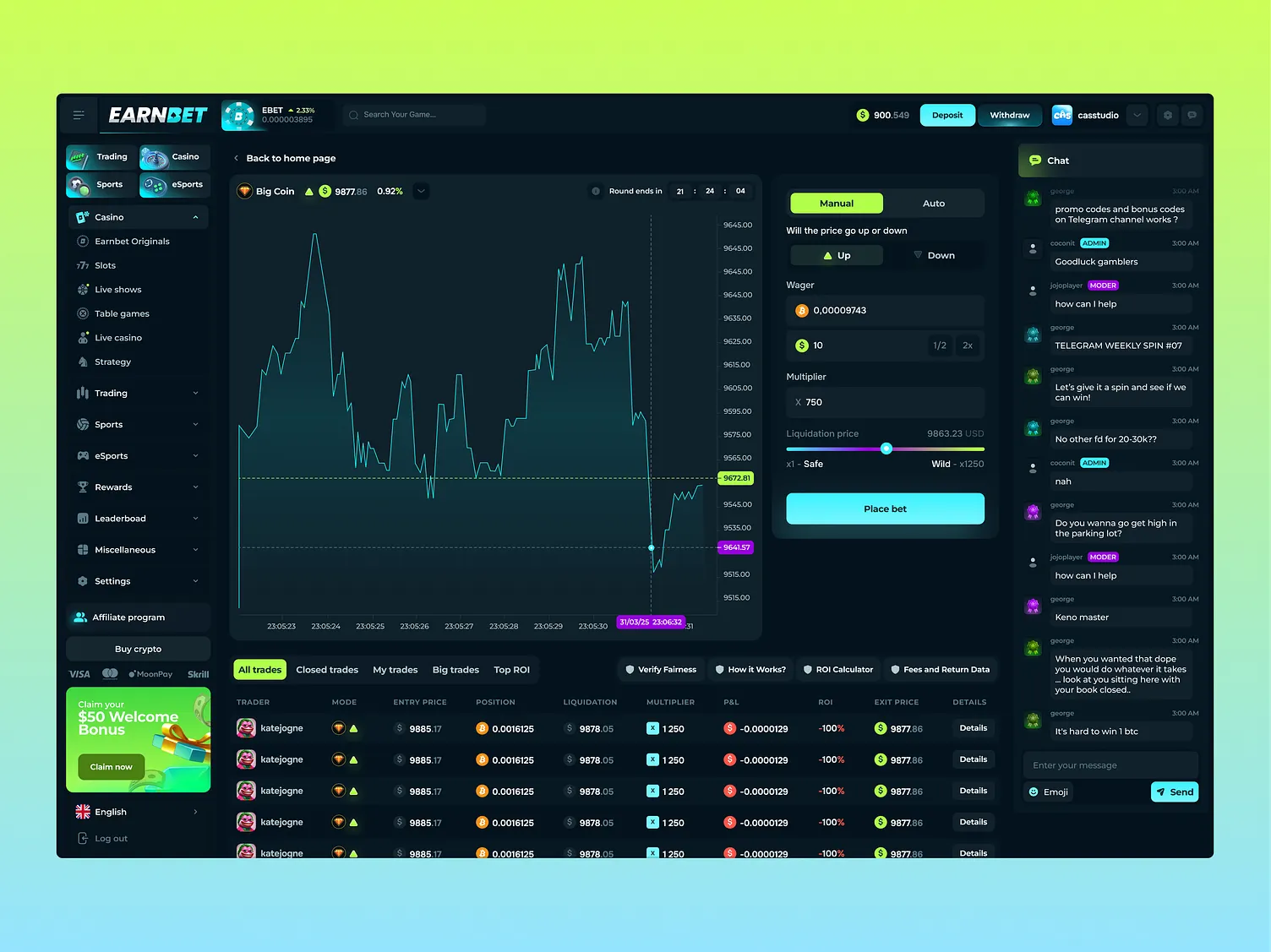 EarnBet Crypto Trading & Betting Platform